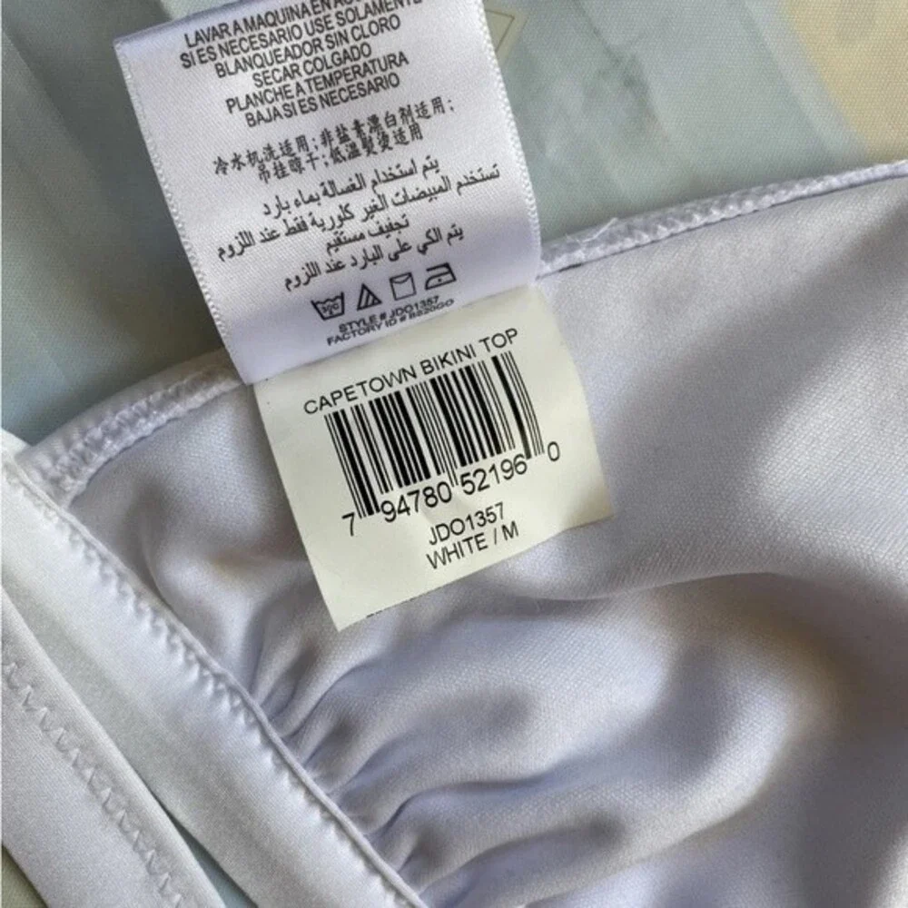 BcbgMaxAzria 2 Piece Swim Bikini Sz mix top Medium bottom Small White Gold Metal